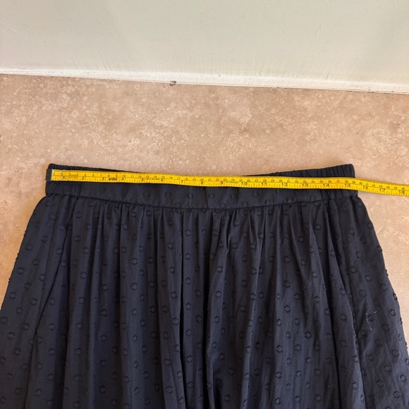 J Crew Black Swiss Dot Ruffle Trim Cotton Midi Skirt Womens Size 8 Elastic Waist - Picture 8 of 12